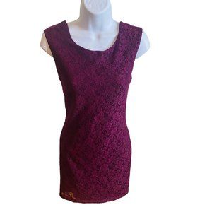 Forever 21 burgundy lace floral print dress size S